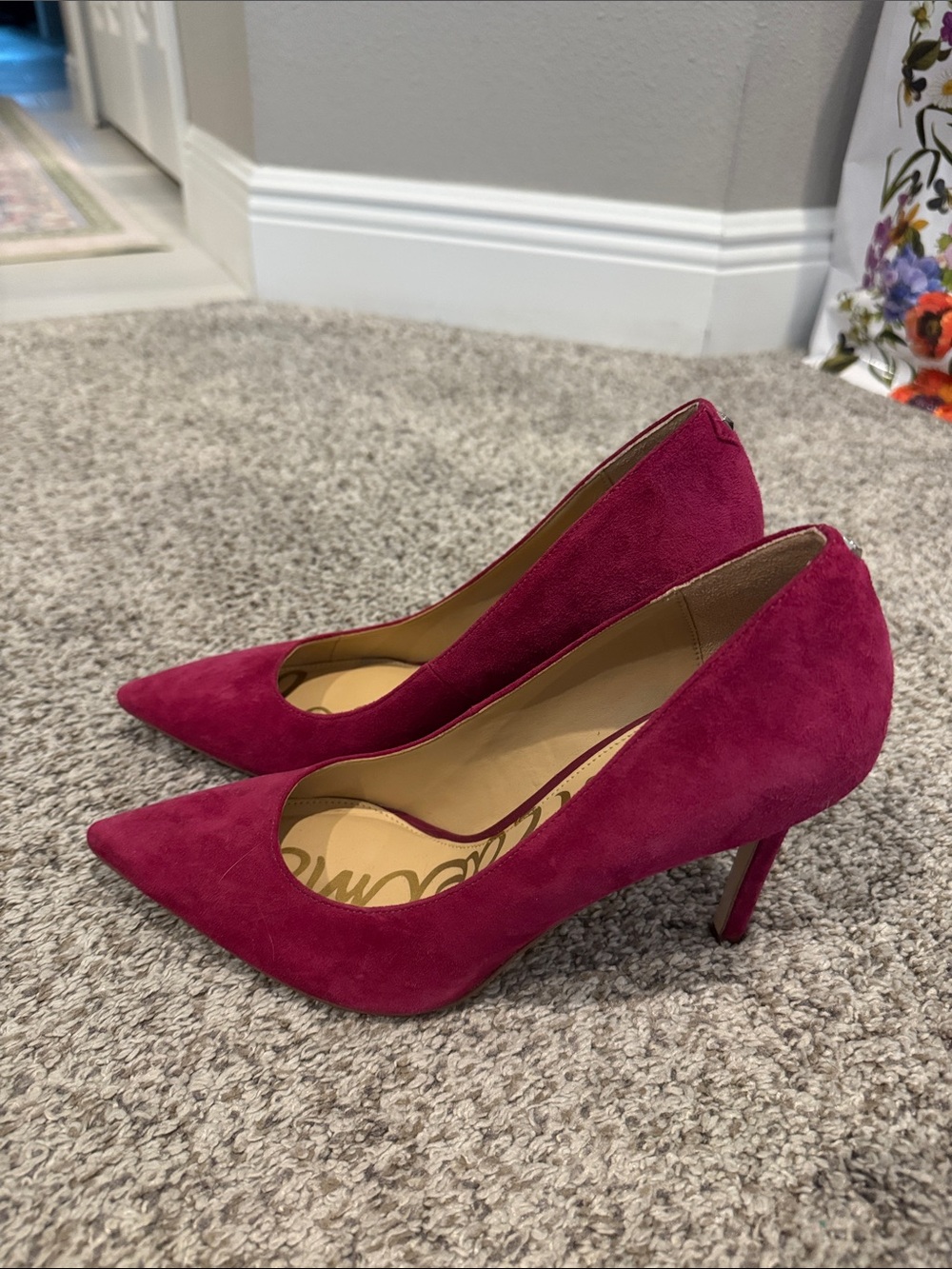 Sam Edelman Magenta Suede Pointed-Toe Pumps